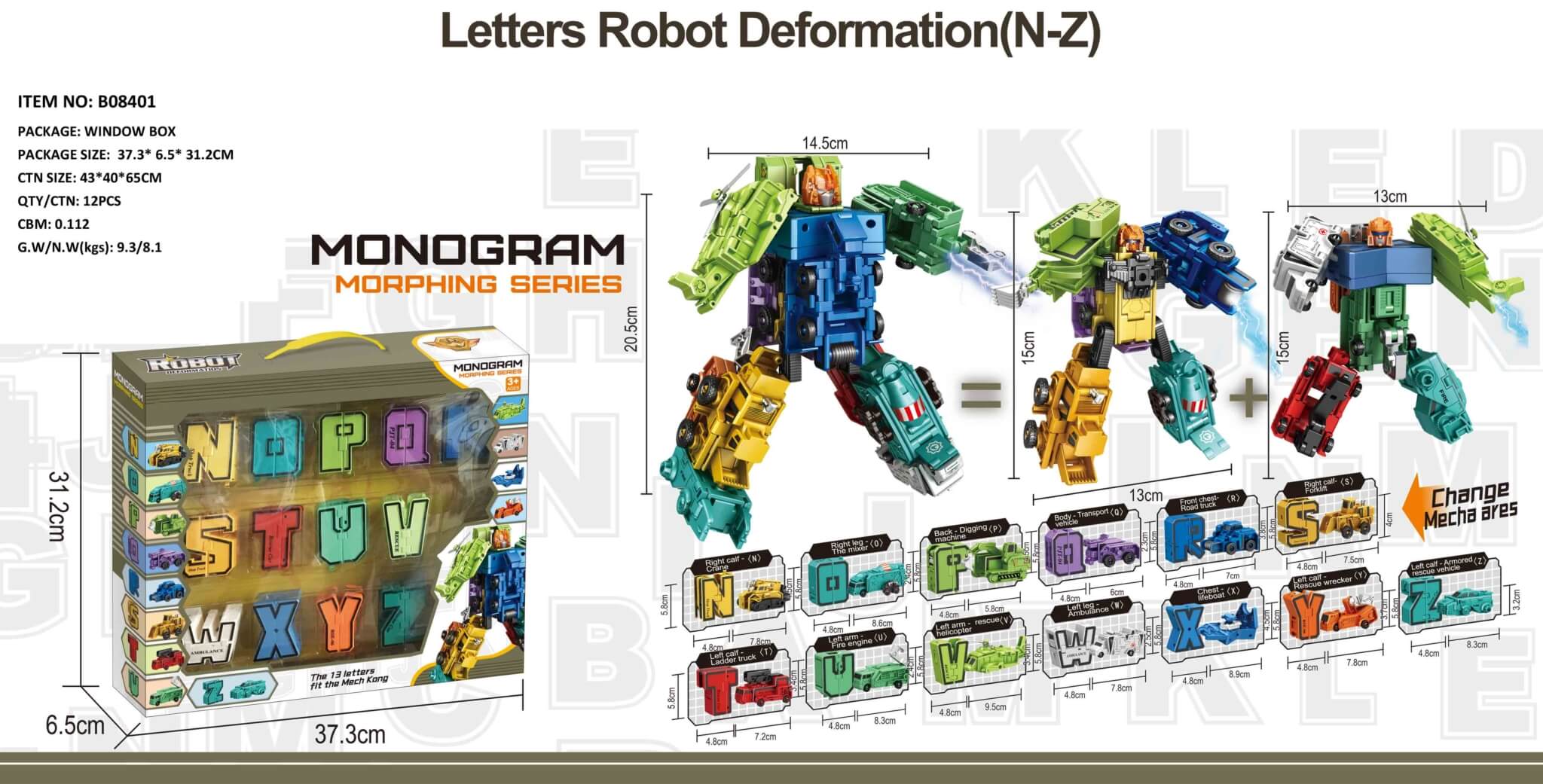 Letter Deformation Number Robots Transforming Block Toys Page 3